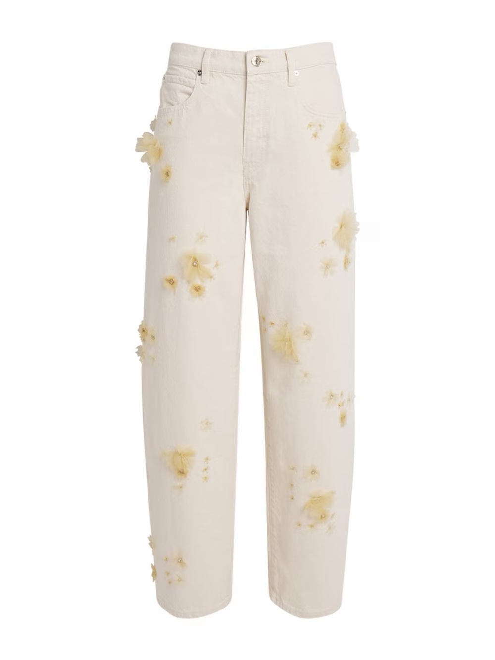 FRAME
Embellished Low-Slung Barrel Jeans